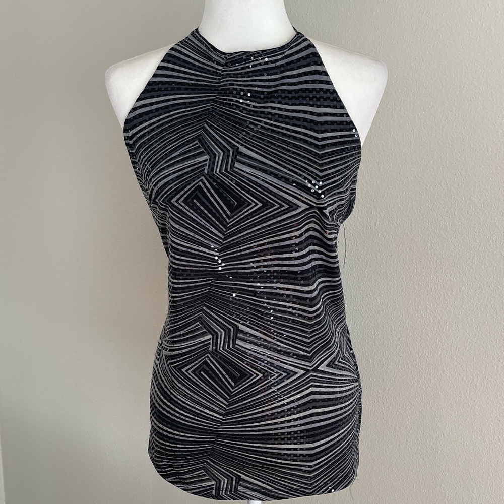 Anna Black and Gray Striped Women's Blouse